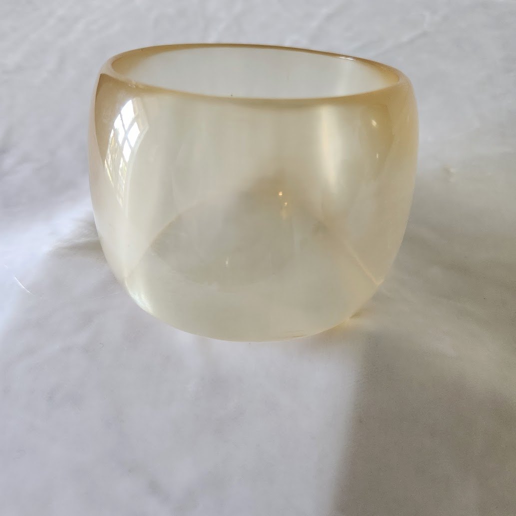 Ultra Wide Translucent Beige Bangle Bracelet