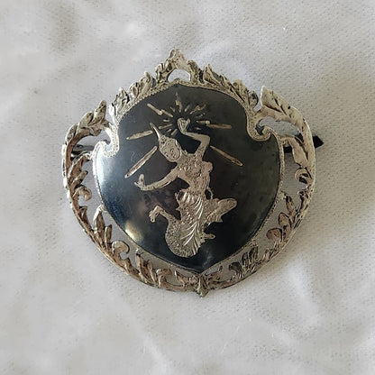 Vintage Siam Sterling Niello Mekhala Brooch