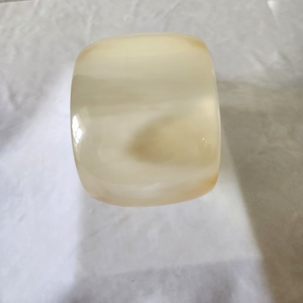 Ultra Wide Translucent Beige Bangle Bracelet
