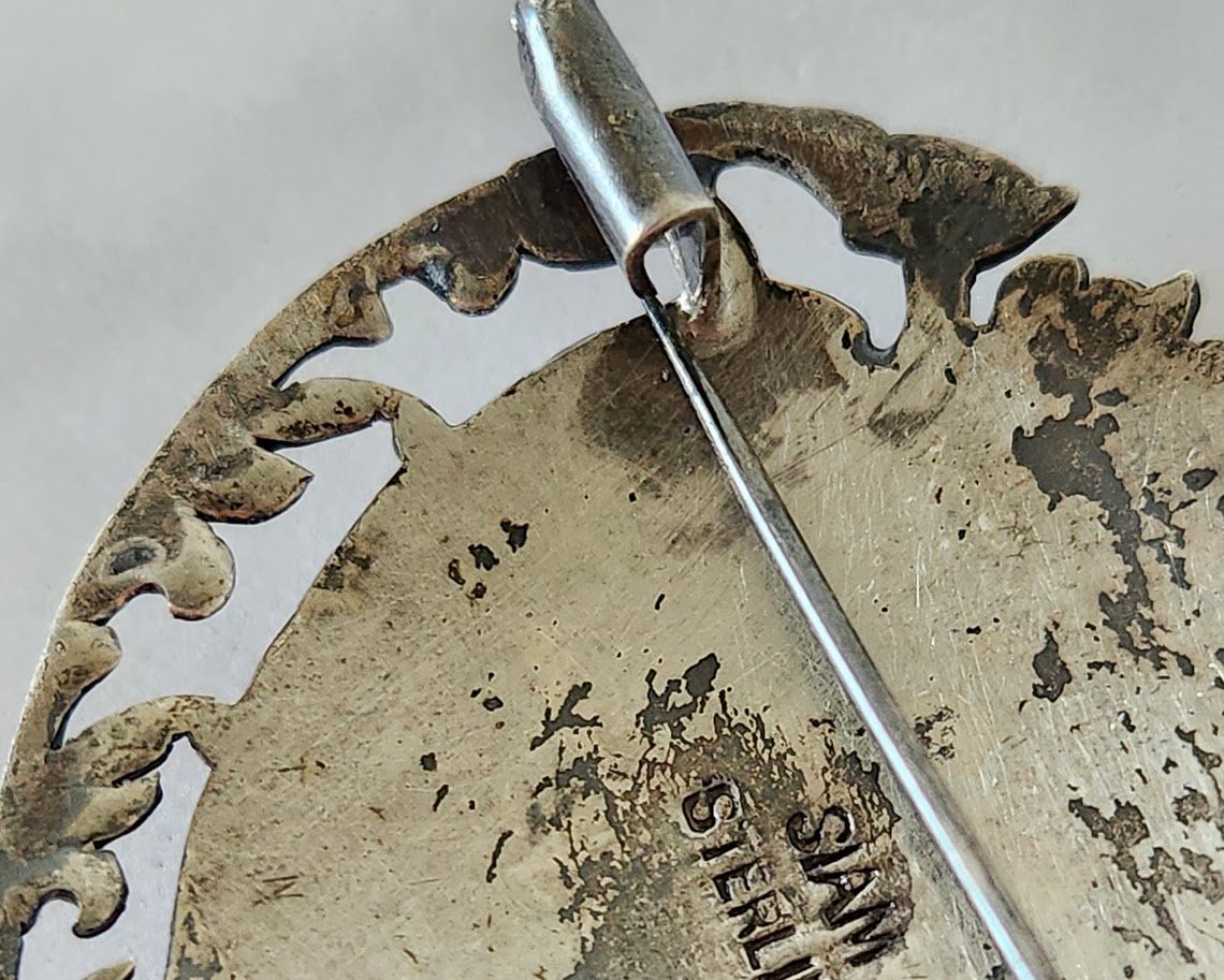 Vintage Siam Sterling Niello Mekhala Brooch