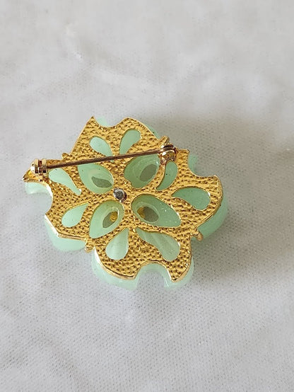 Seafoam Green Dogwood Blossom Brooch
