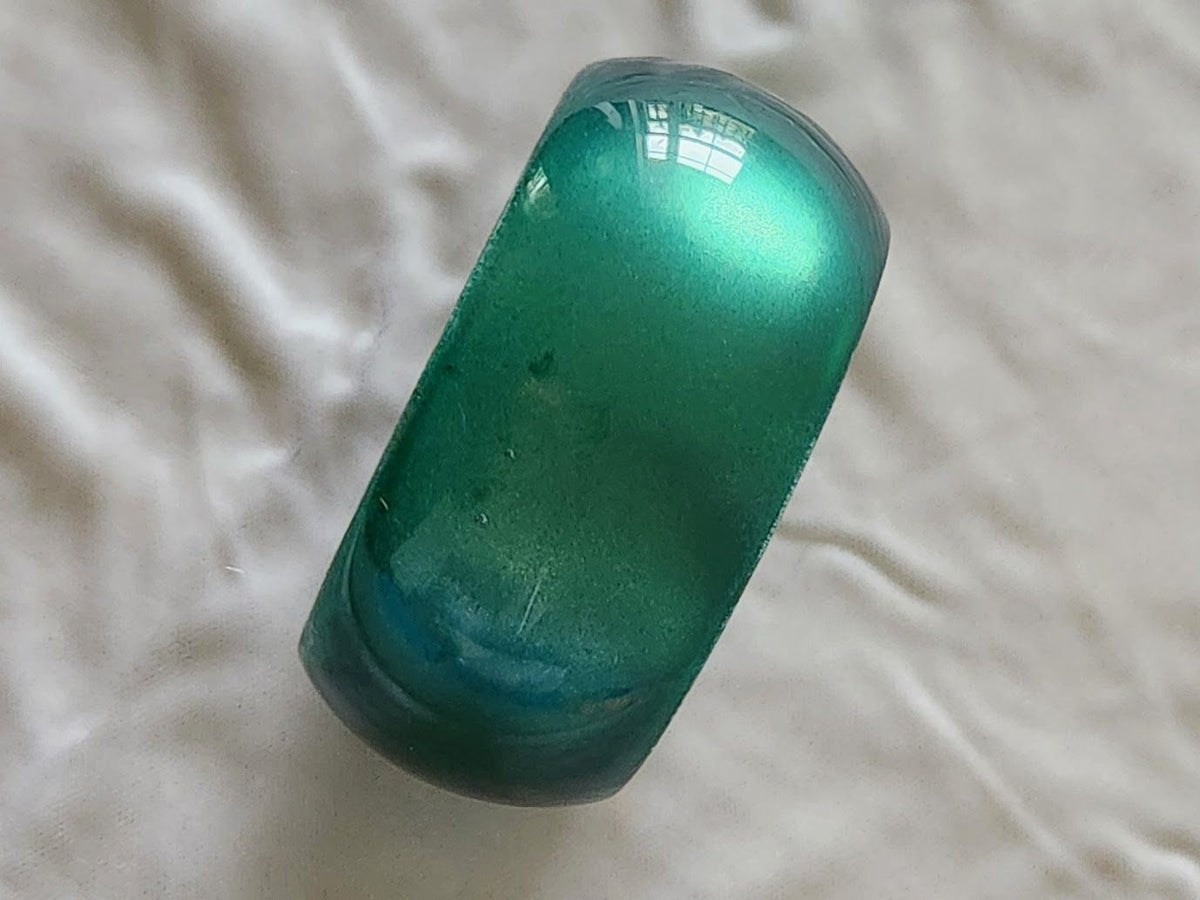 Wide Teal Moonglow Resin Bangle Bracelet