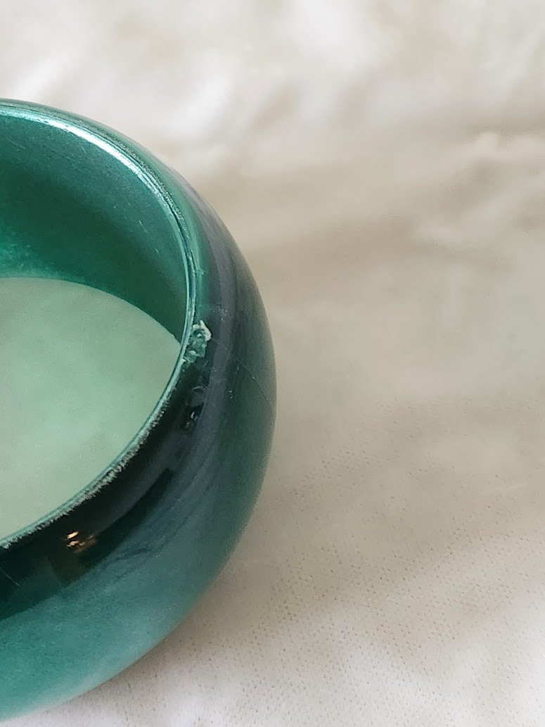 Wide Teal Moonglow Resin Bangle Bracelet