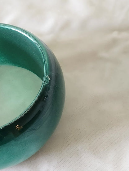 Wide Teal Moonglow Resin Bangle Bracelet