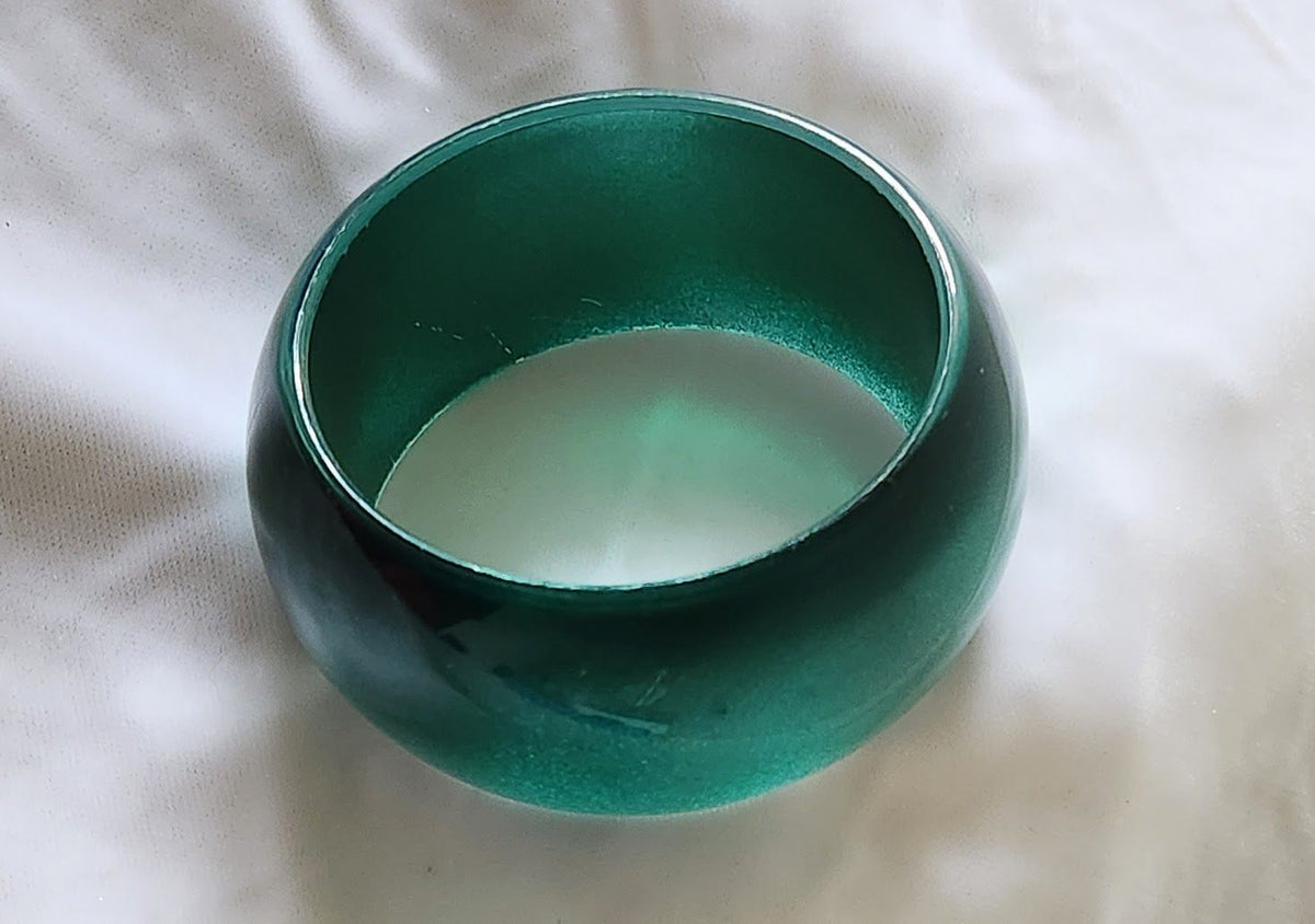 Wide Teal Moonglow Resin Bangle Bracelet