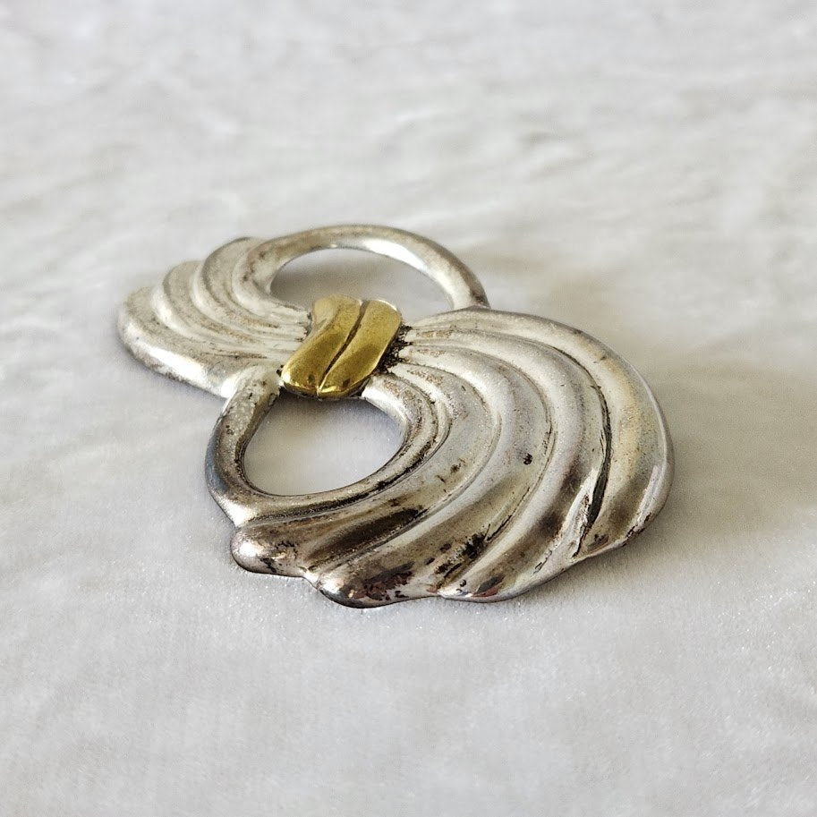 Vintage Mexican Silver & Gold Bow Brooch