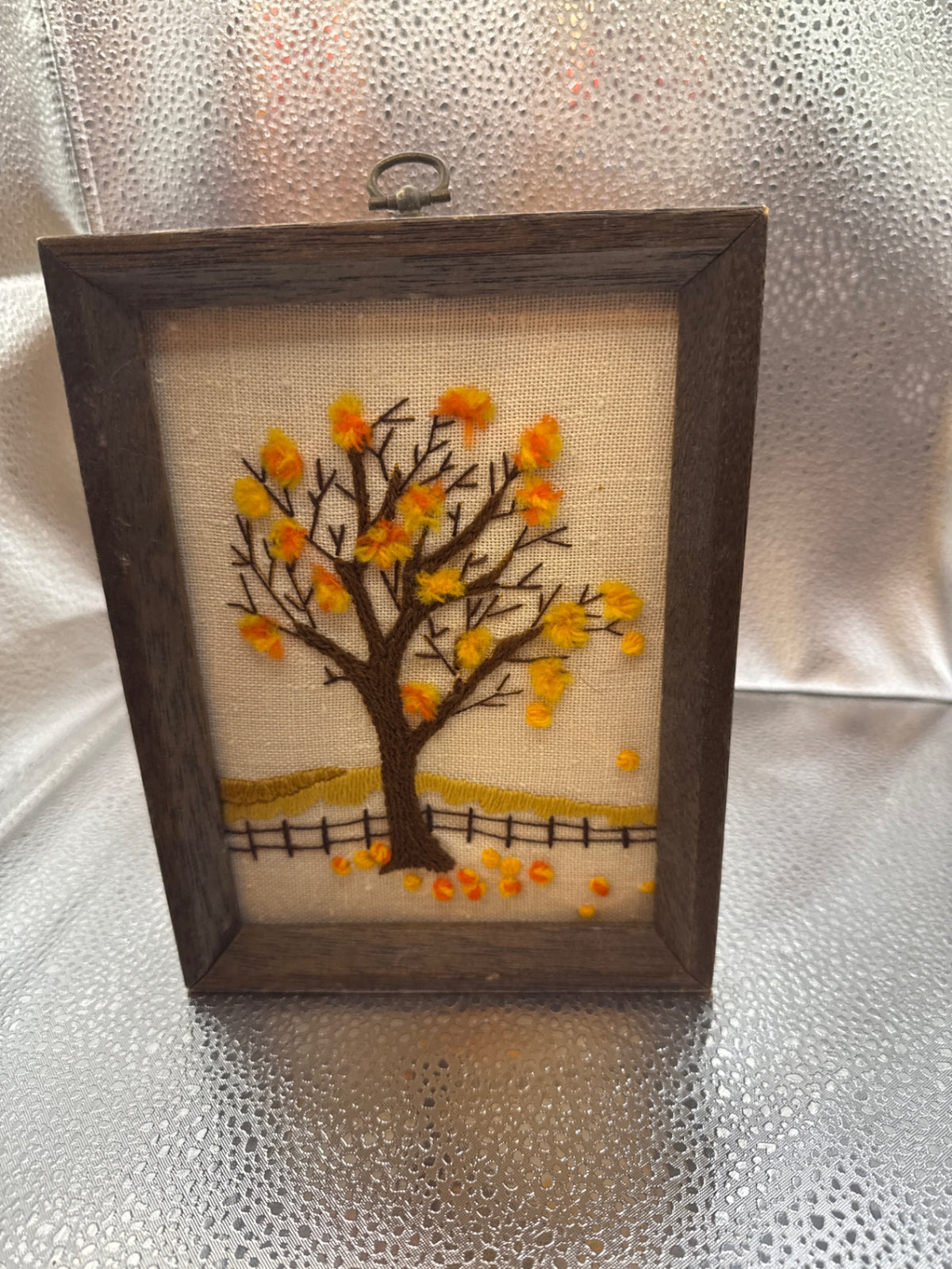 Vtg Fall tree needlepoint 