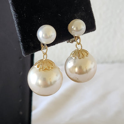 Big 1960s Pearl Bob Earrings