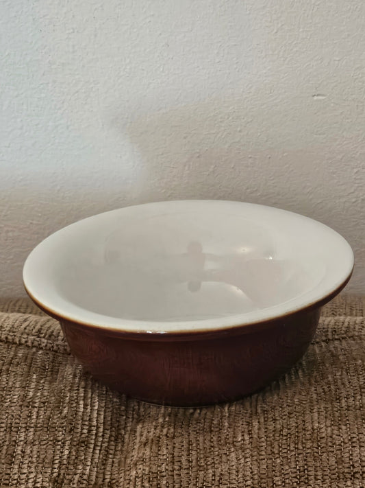 Vint Small brown/white Hall bowl 5 in D approx