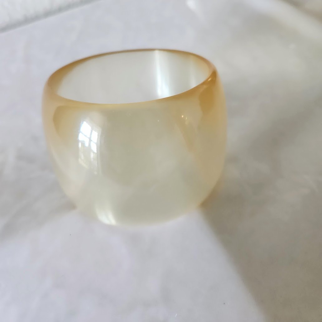 Ultra Wide Translucent Beige Bangle Bracelet