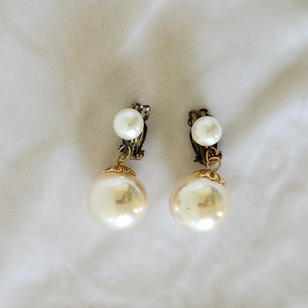 Big 1960s Pearl Bob Earrings
