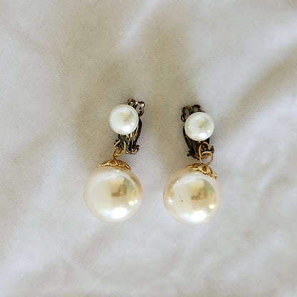 Big 1960s Pearl Bob Earrings