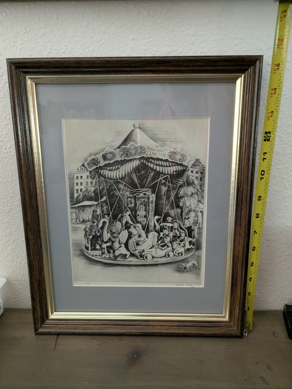 Vtg. Sketched Merry Go Round Howard Cook