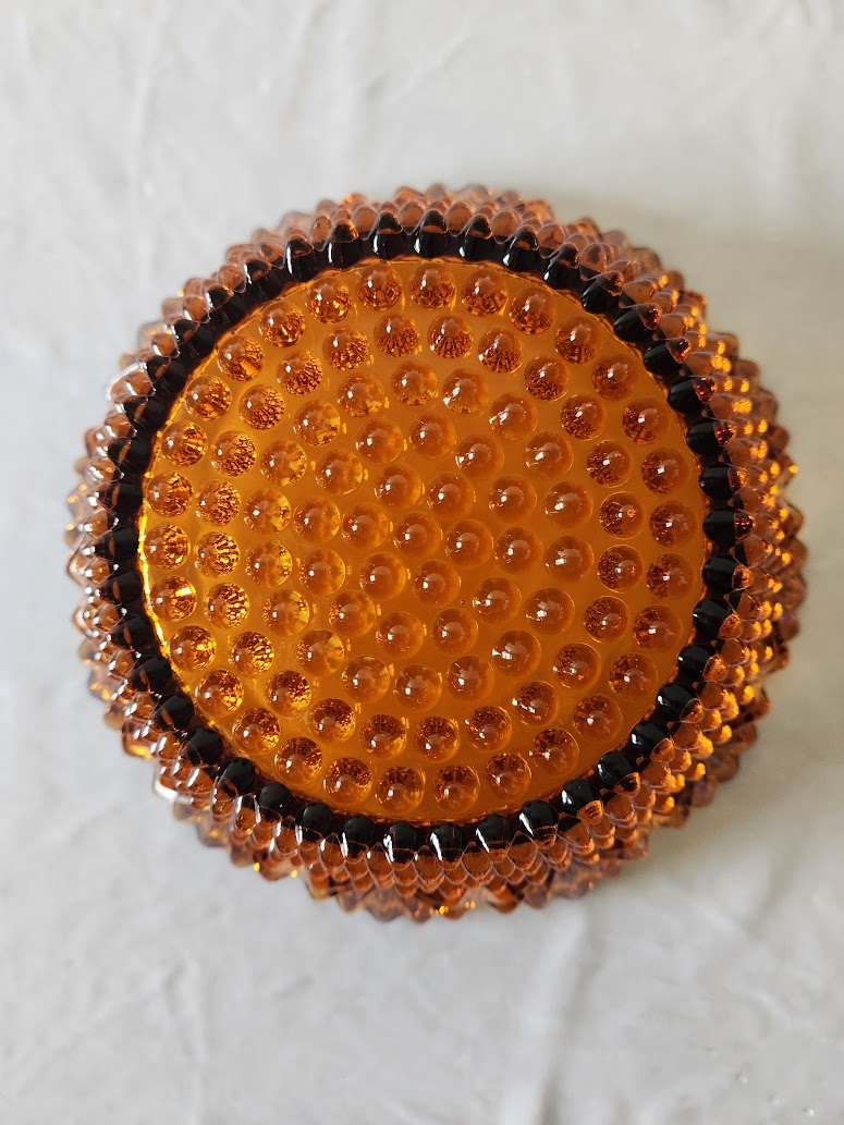 Imperial Glass Amber Hobnail & Fan Centerpiece Bowl