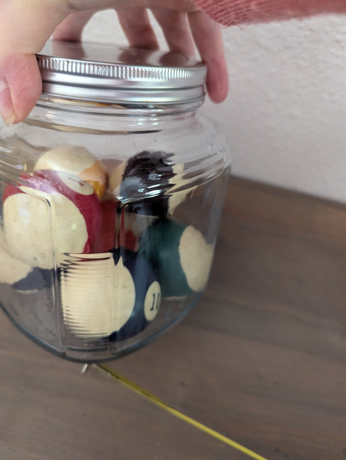 Vtg. Billiard Balls in Vintage Jar