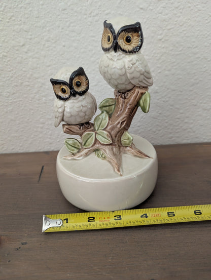 Vtg. Orltagiri Hand Painted Owl Music Box
