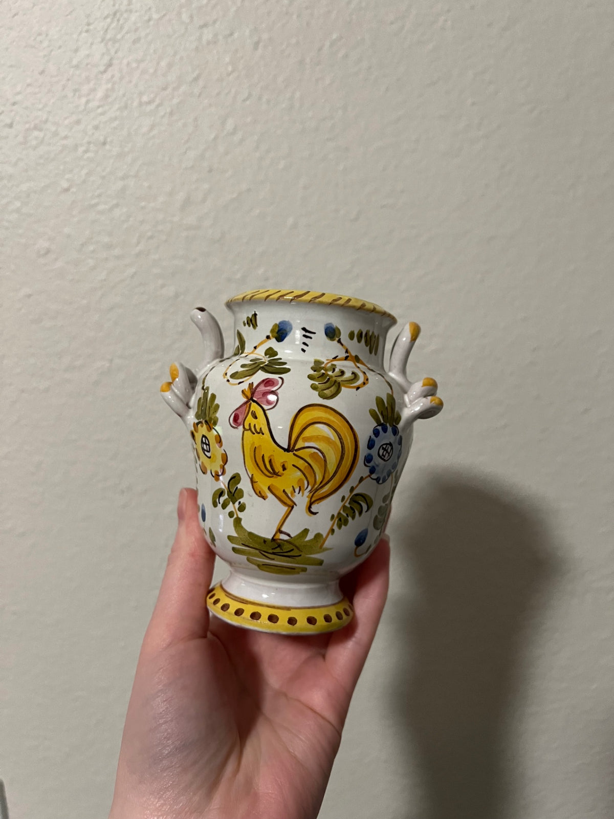 Vintage Italian Hand Painted Rooster Vase