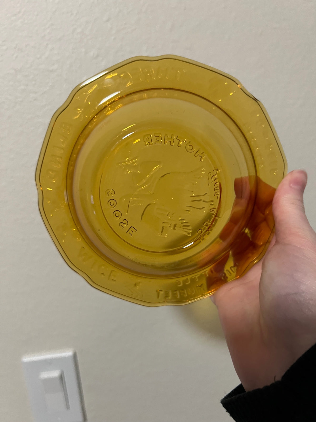 Vintage Indiana Amber Glass Nursery Rhyme Bowl