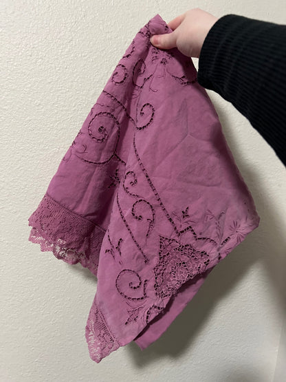 Vintage Purple Tablecloth with Lace 