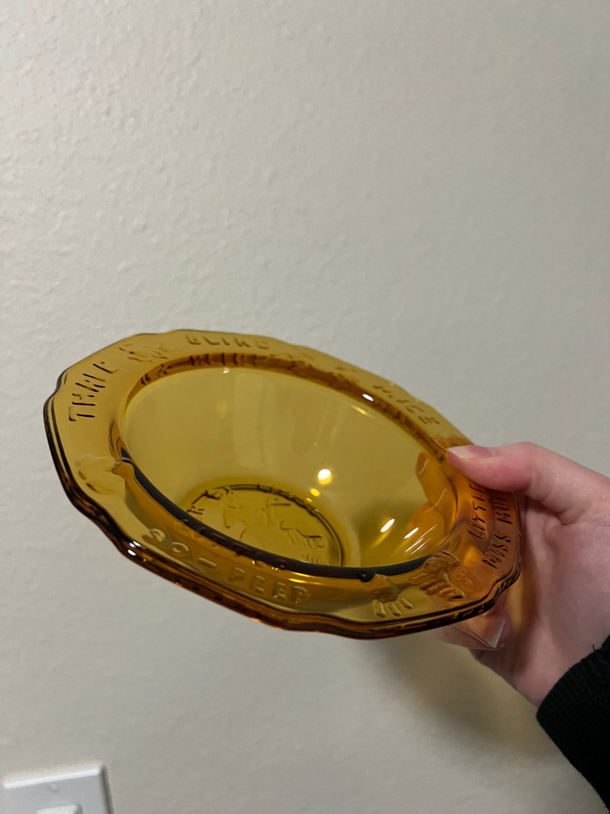 Vintage Indiana Amber Glass Nursery Rhyme Bowl