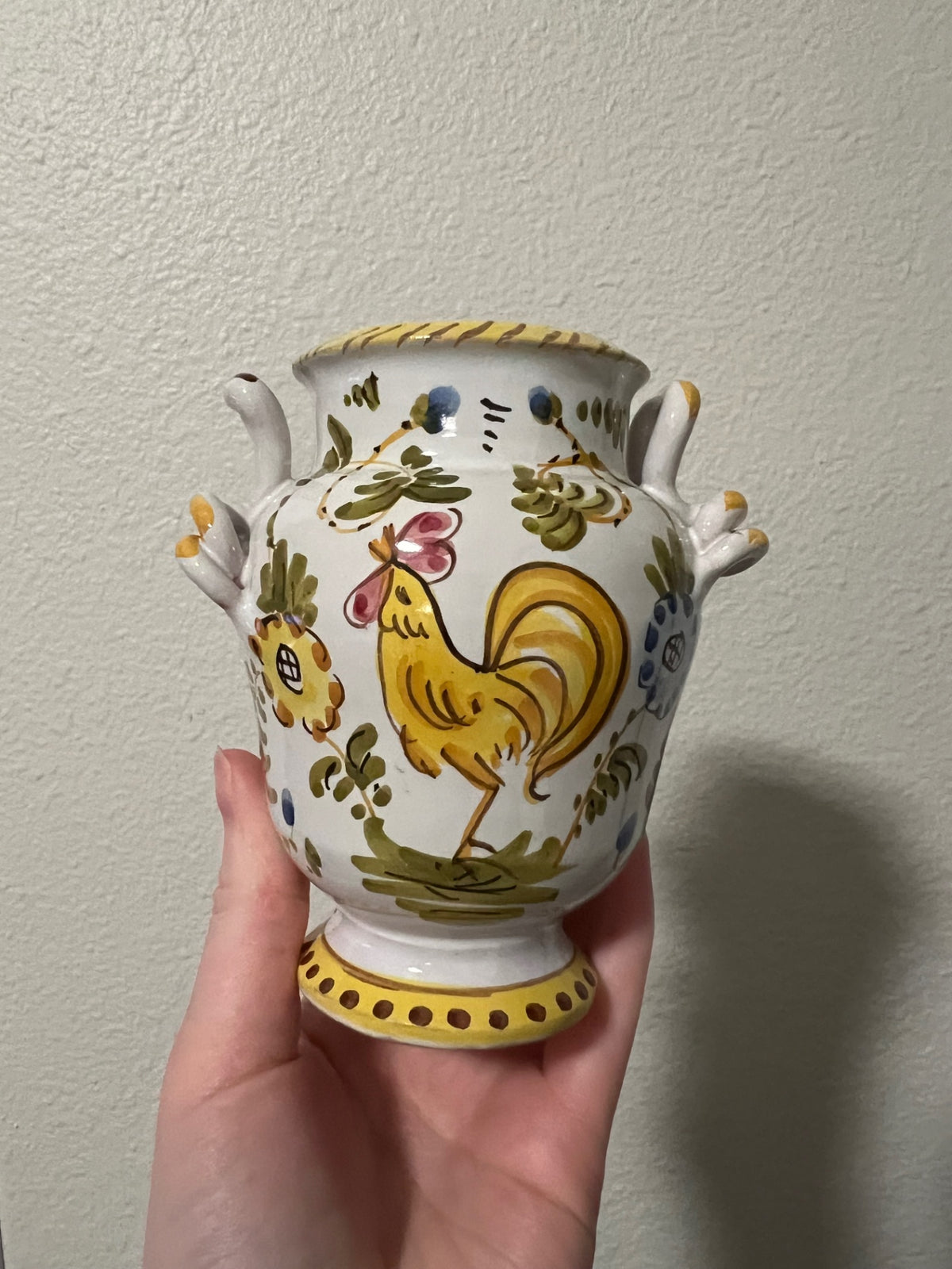 Vintage Italian Hand Painted Rooster Vase