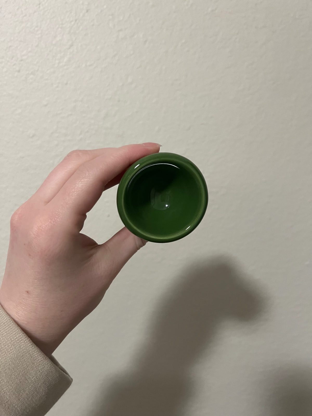 Set of 2 Vintage Green Ceramic Egg Cups 