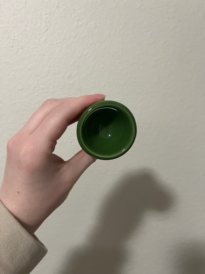 Set of 2 Vintage Green Ceramic Egg Cups 