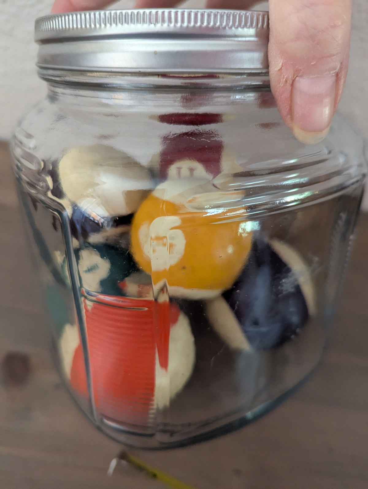 Vtg. Billiard Balls in Vintage Jar