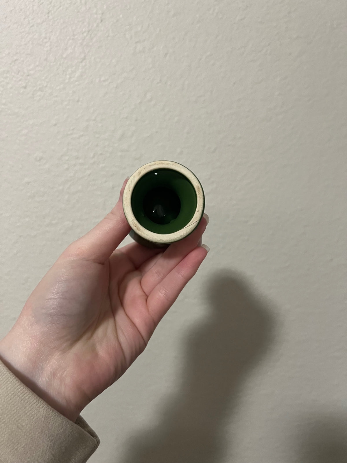 Set of 2 Vintage Green Ceramic Egg Cups 