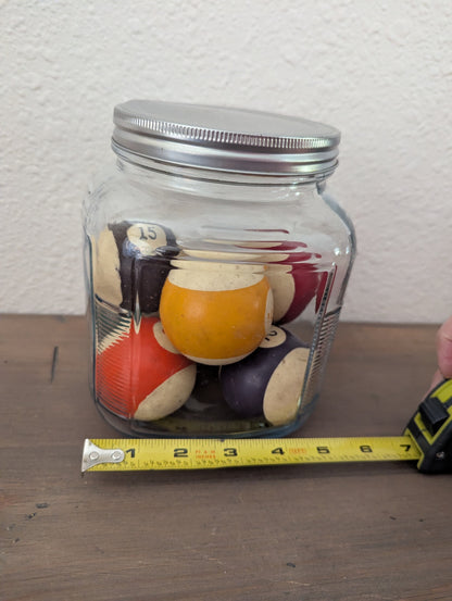 Vtg. Billiard Balls in Vintage Jar