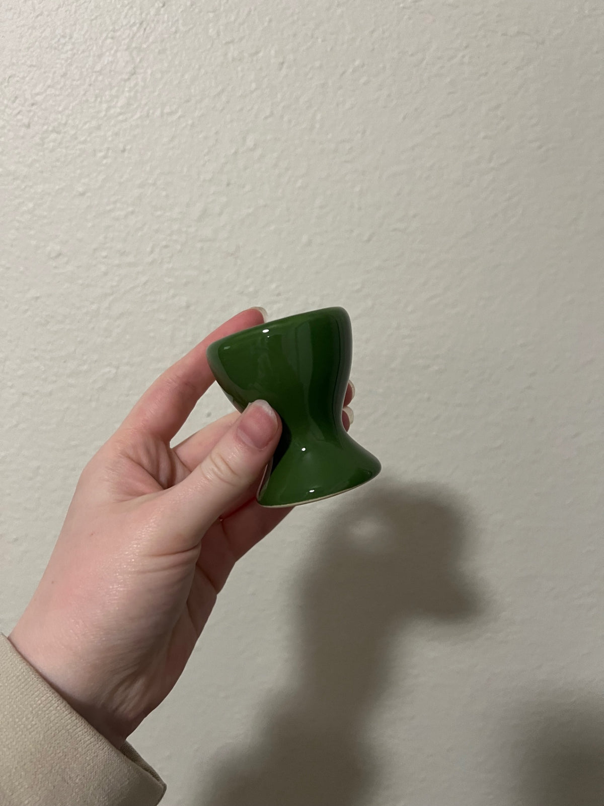 Set of 2 Vintage Green Ceramic Egg Cups 