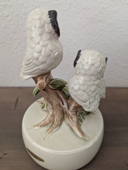 Vtg. Orltagiri Hand Painted Owl Music Box