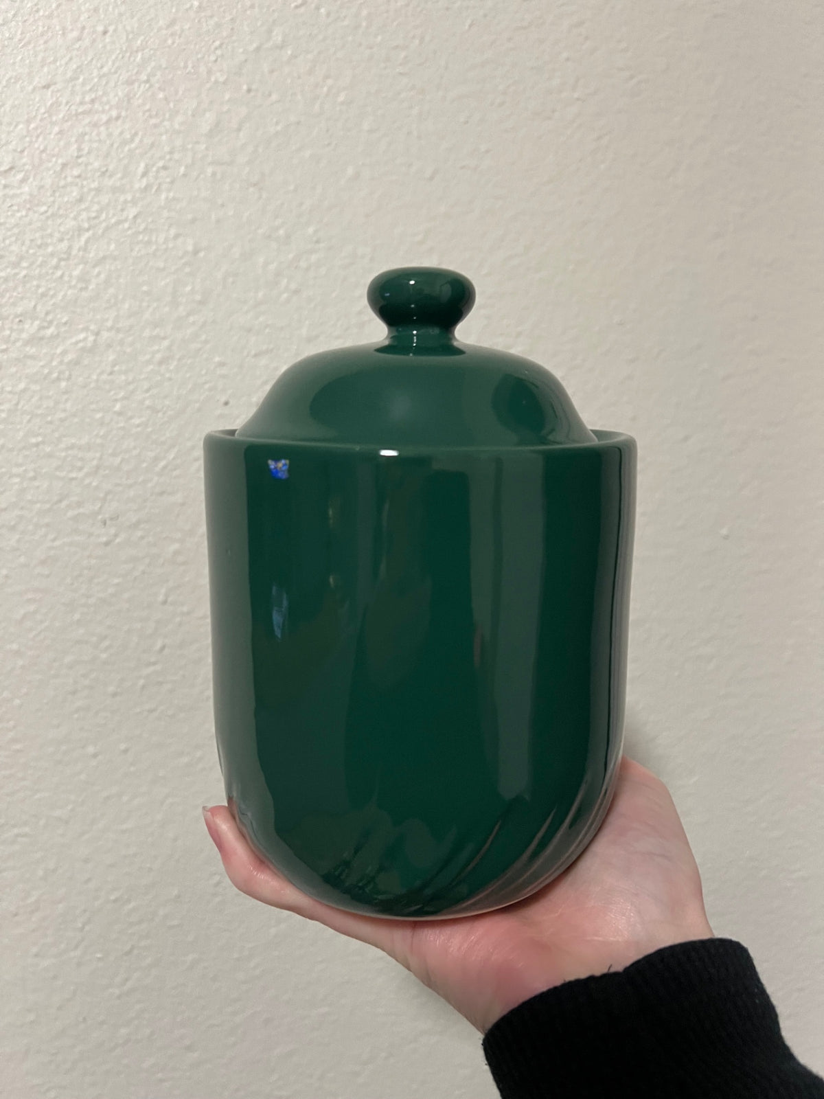 Vintage Homco Green Stoneware Jar