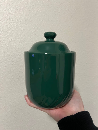 Vintage Homco Green Stoneware Jar