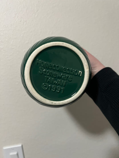 Vintage Homco Green Stoneware Jar