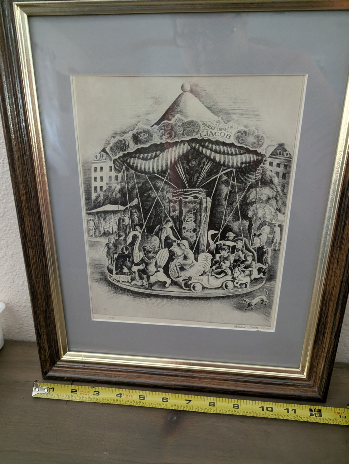 Vtg. Sketched Merry Go Round Howard Cook