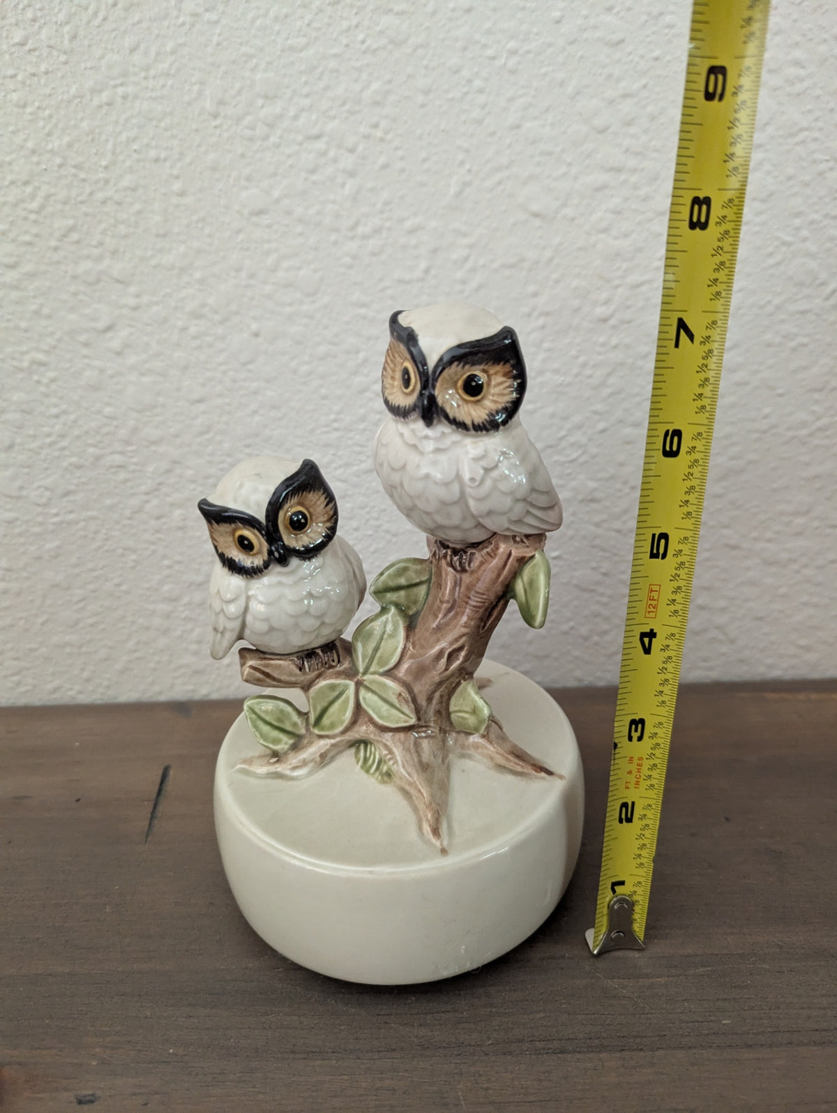 Vtg. Orltagiri Hand Painted Owl Music Box