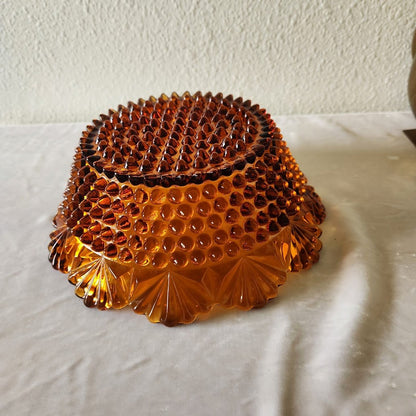 Imperial Glass Amber Hobnail & Fan Centerpiece Bowl