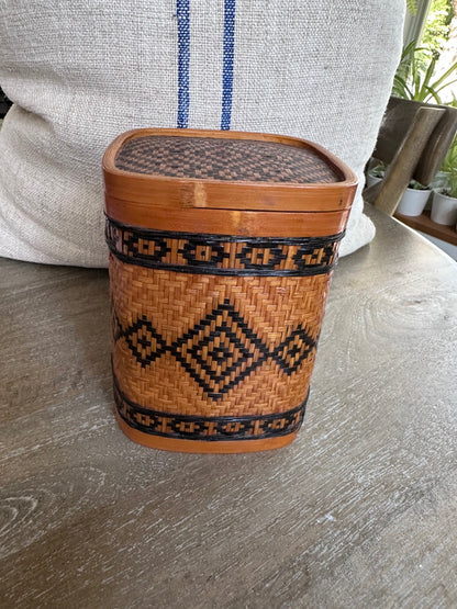Vintage geometrio lidded basket storage box