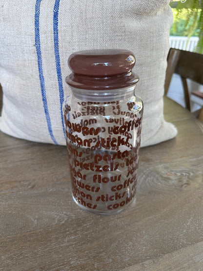 Anchor Hocking glass canister jar w/writing $12.50