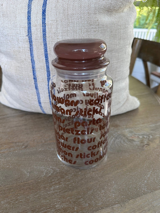 Anchor Hocking glass canister jar w/writing $12.50