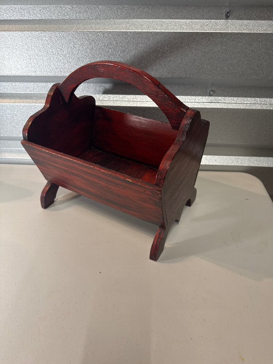 Painted red wood caddy