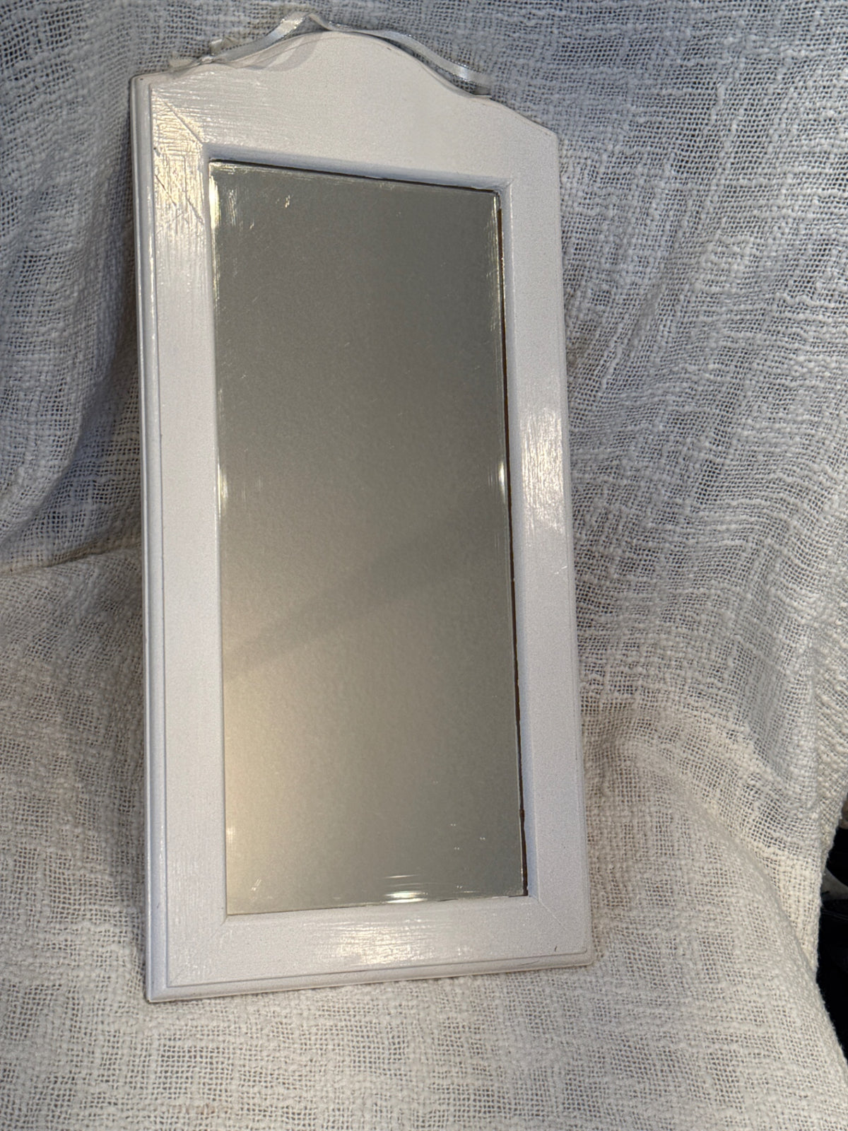 Small white painted mirror 