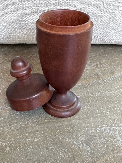 Vintage Small wood vessel with lid. As discovered 