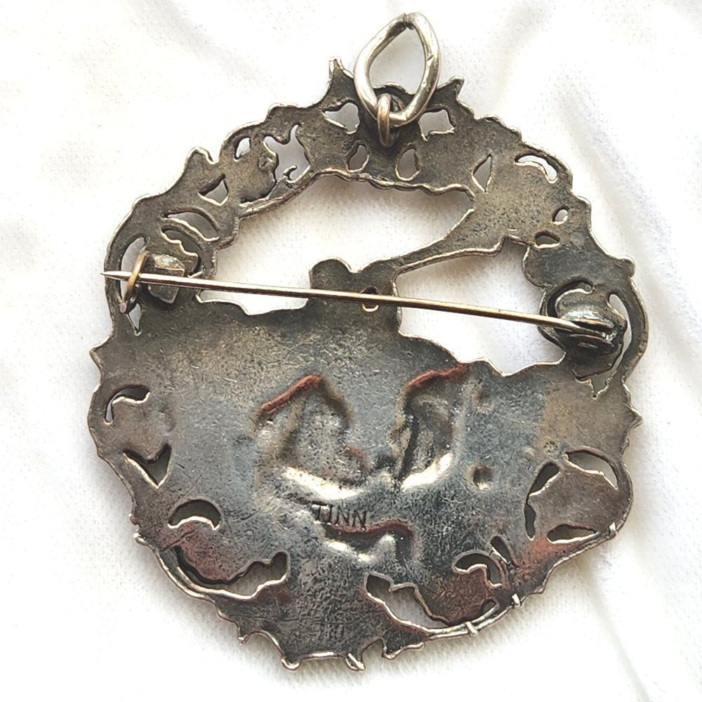 Midcentury Astri Holthe Pewter Mountain Lady Pendant Brooch