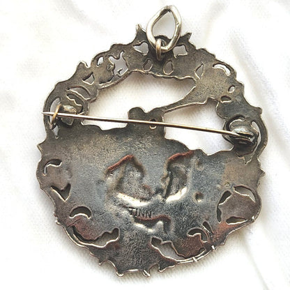 Midcentury Astri Holthe Pewter Mountain Lady Pendant Brooch