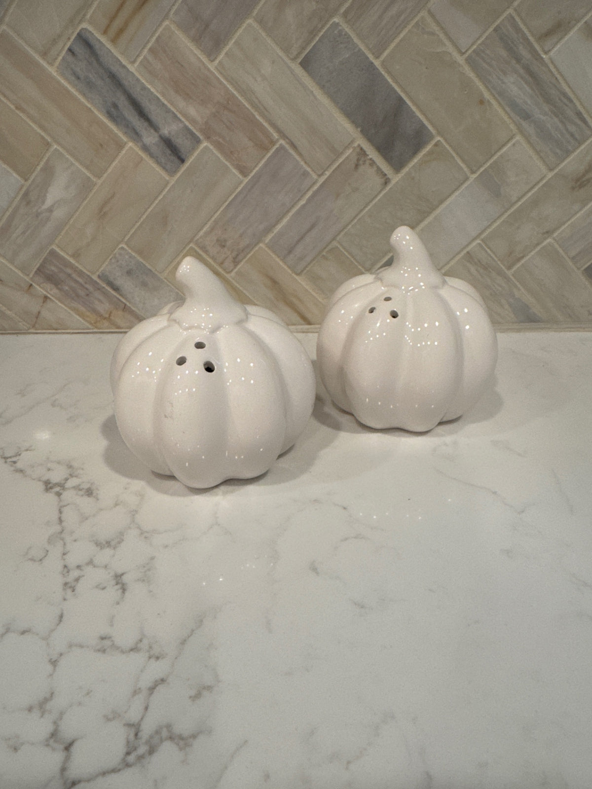 White Pumpkin Salt & Pepper Shakers 