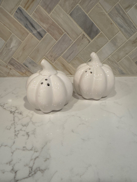 White Pumpkin Salt & Pepper Shakers 