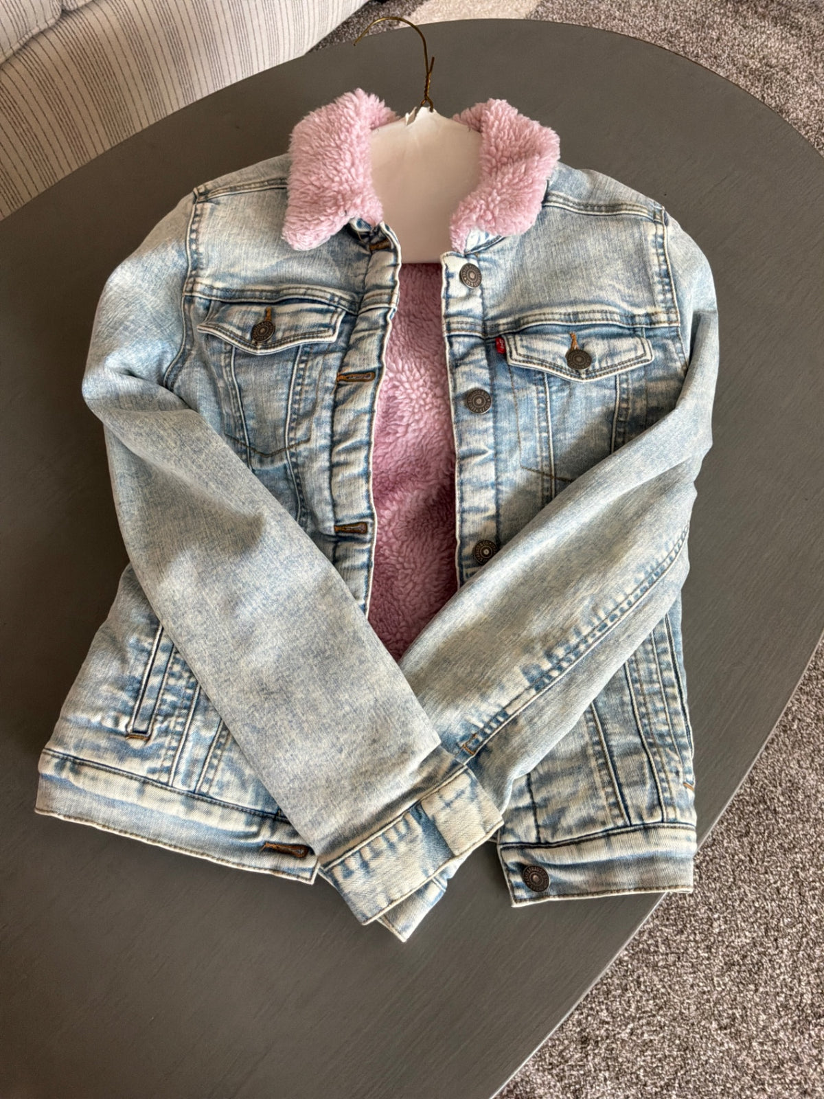 Pink Fur lined, small Levi Jacket