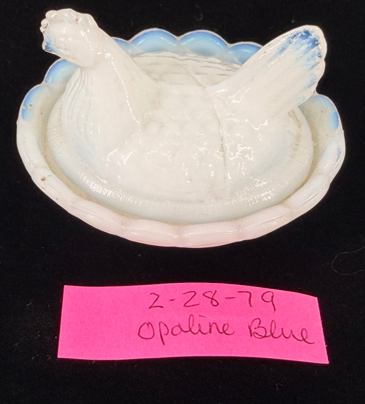 Boyd 1979 Opaline Blue Salt Cellar Hen on Nest HON